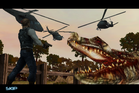 Zombie Infection (iPhone) screenshot: The alligator gets finished off while some company appears