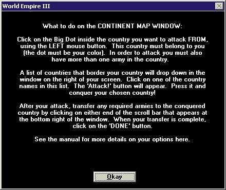 World Empire III (Windows 16-bit) screenshot: Thank goodness for in-game help.