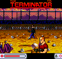 The Terminator (ExEn) screenshot: Enemies can walk on the middle of the screen but also on the foreground. Shoot them before they shoot you.