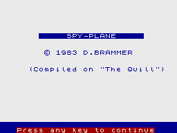 Spyplane (ZX Spectrum) screenshot: Title Screen