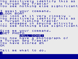 Spyplane (ZX Spectrum) screenshot: You've taken a photograph