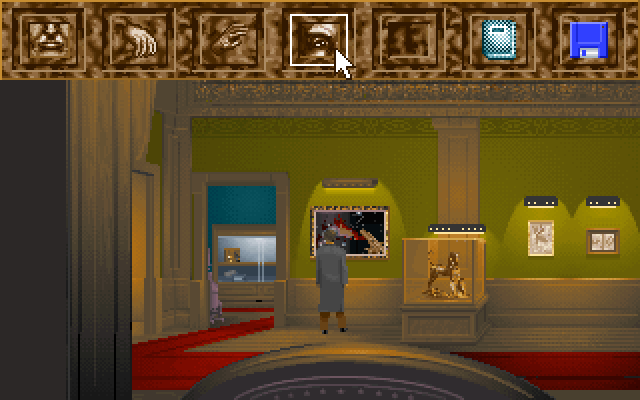 Call of Cthulhu: Shadow of the Comet (Windows) screenshot: Museum side-game uses same interface as the base game (GOG release, CD version)