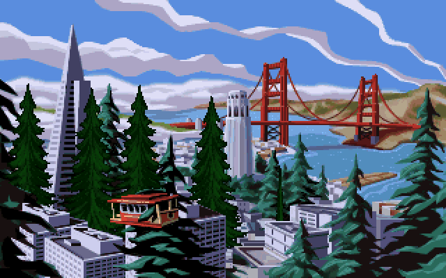Sam & Max: Hit the Road (Windows) screenshot: San Francisco suddenly got greener