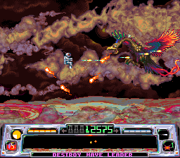 Super Dropzone: Intergalactic Rescue Mission (SNES) screenshot: Jupiter, the gas giant.