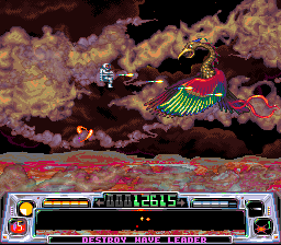 Super Dropzone: Intergalactic Rescue Mission (SNES) screenshot: Too bad I'll have to exterminate these beautiful wings.