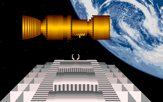 Defcon 5 (Amiga) screenshot: Get the space mine before it explodes