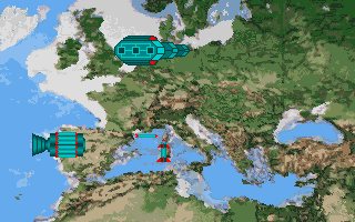Defcon 5 (Amiga) screenshot: Europe under attack
