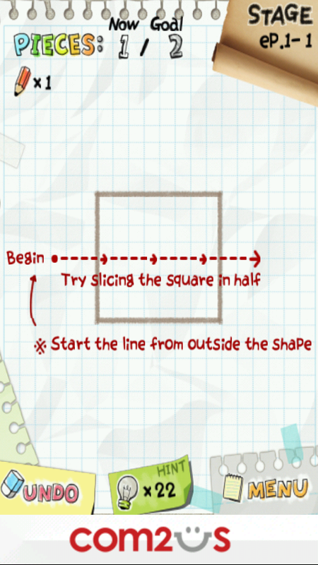 Slice It! (Android) screenshot: Instructions for the first level