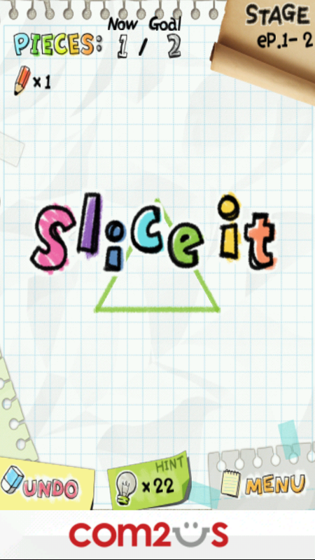 Slice It! (Android) screenshot: Ready for level 2?