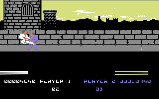 Shanghai Karate (Commodore 64) screenshot: Middle jump kick