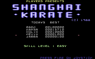 Shanghai Karate (Commodore 64) screenshot: Title screen