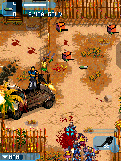 Zombie Infection 2 (J2ME) screenshot: Using a mounted gun