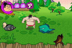 Super Duper Sumos (Game Boy Advance) screenshot: Taking both enemies out