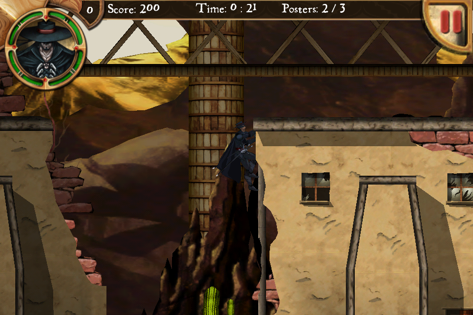 Zorro: Shadow of Vengeance (iPhone) screenshot: Climbing a wall