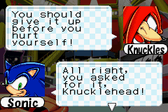 Sonic Pinball Party (Game Boy Advance) screenshot: Pre-game taunting