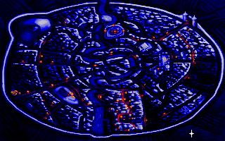 Discworld (DOS) screenshot: Overhead map at night. "Maps" are another kind of screenshots I have from a lot of games. :)