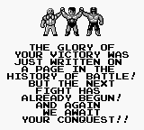 HAL Wrestling (Game Boy) screenshot: Thanks.
