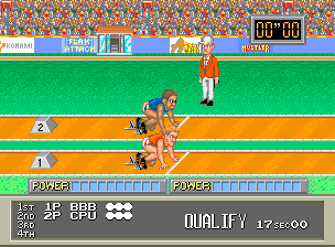 '88 Games (Arcade) screenshot: Running against a computer-controlled opponent.