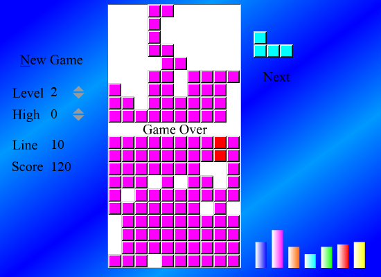 Tetris 2000 (Browser) screenshot: Game Over