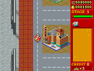 '96 Flag Rally (Arcade) screenshot: Riding around, collecting flags.