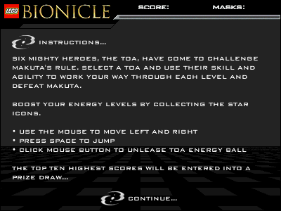 Bionicle: Atticmedia (Browser) screenshot: Instructions.