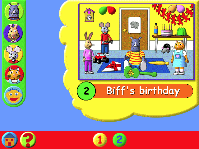 Learning Land 1: At The Playground (Windows) screenshot: This option is accessed from the main screen. It shows what games are on the current disc, issue one, and what's coming in issue two