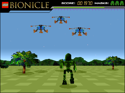Bionicle: Atticmedia (Browser) screenshot: Lewa fighting Nui-Rama.