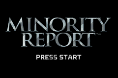 Minority Report: Everybody Runs (Game Boy Advance) screenshot: The title