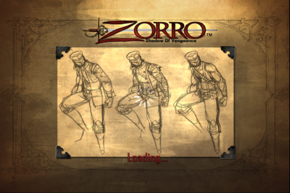 Zorro: Shadow of Vengeance (iPhone) screenshot: Loading screen