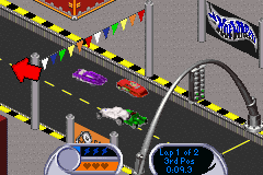 Hot Wheels: Velocity X (Game Boy Advance) screenshot: Meanwhile, some cars are disputing a position during a curve...