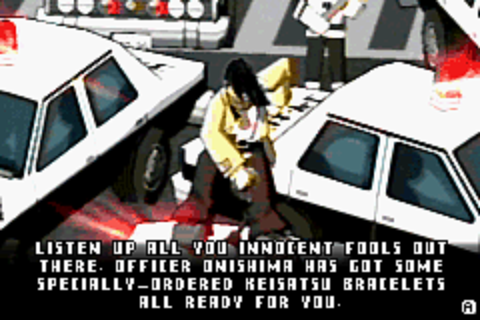 Jet Grind Radio (Game Boy Advance) screenshot: officer - the enemy.