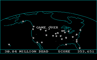 SDI: Strategic Defense Initiative (DOS) screenshot: Game over