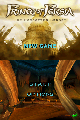 Prince of Persia: The Forgotten Sands (Nintendo DS) screenshot: Title/Menu screen.