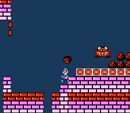Super Mario Bros. 2 (NES) screenshot: Rock-throwing crab boss