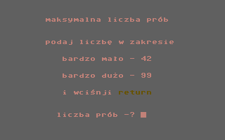 Tabliczka Mnożenia dla Najmłodszych (Commodore 64) screenshot: Number of trials