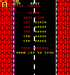 Hwy Chase (Arcade) screenshot: High score table.