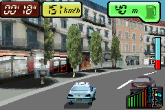 Taxi 3 (Game Boy Advance) screenshot: Taking a bend at speed