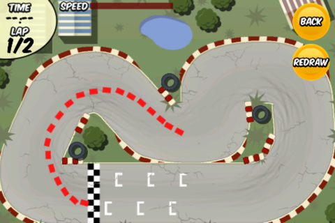 DrawRace (iPhone) screenshot: Drawing the race line