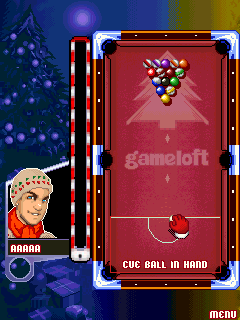 Christmas Midnight Pool (J2ME) screenshot: Cueing ball in hand