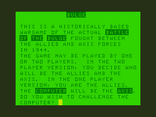 Battle of the Bulge (TRS-80 CoCo) screenshot: Introduction