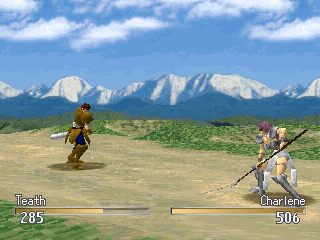 Brigandine: The Legend of Forsena (PlayStation) screenshot: Commanders duel