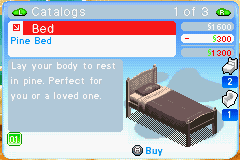 The Sims 2: Pets (Game Boy Advance) screenshot: Buying a bed