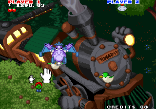 Captain Tomaday (Arcade) screenshot: Boss first fight