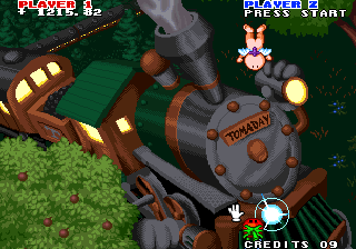 Captain Tomaday (Arcade) screenshot: Two-winged baby boss
