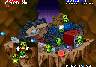Captain Tomaday (Arcade) screenshot: Sweet dinos