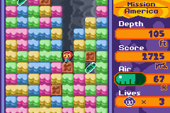 Mr. Driller 2 (Game Boy Advance) screenshot: Getting deeper