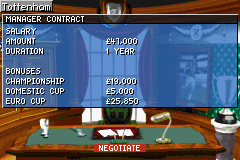 Premier Manager 2003-04 (Game Boy Advance) screenshot: Manager Contract