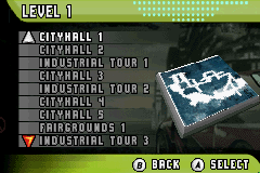 Need for Speed: Underground 2 (Game Boy Advance) screenshot: Select your course