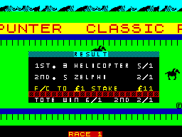 Classic Punter (ZX Spectrum) screenshot: You lost the bet