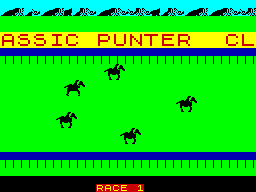Classic Punter (ZX Spectrum) screenshot: The race is being run